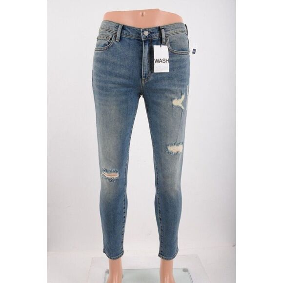 Gap 1969 Womans Denim Jeans Size 28 short Blue Distressed True Skinny NWT - Picture 1 of 7